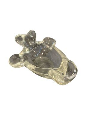 Vannes Crystal Sculpted Bear Ashtray MCM Vintage